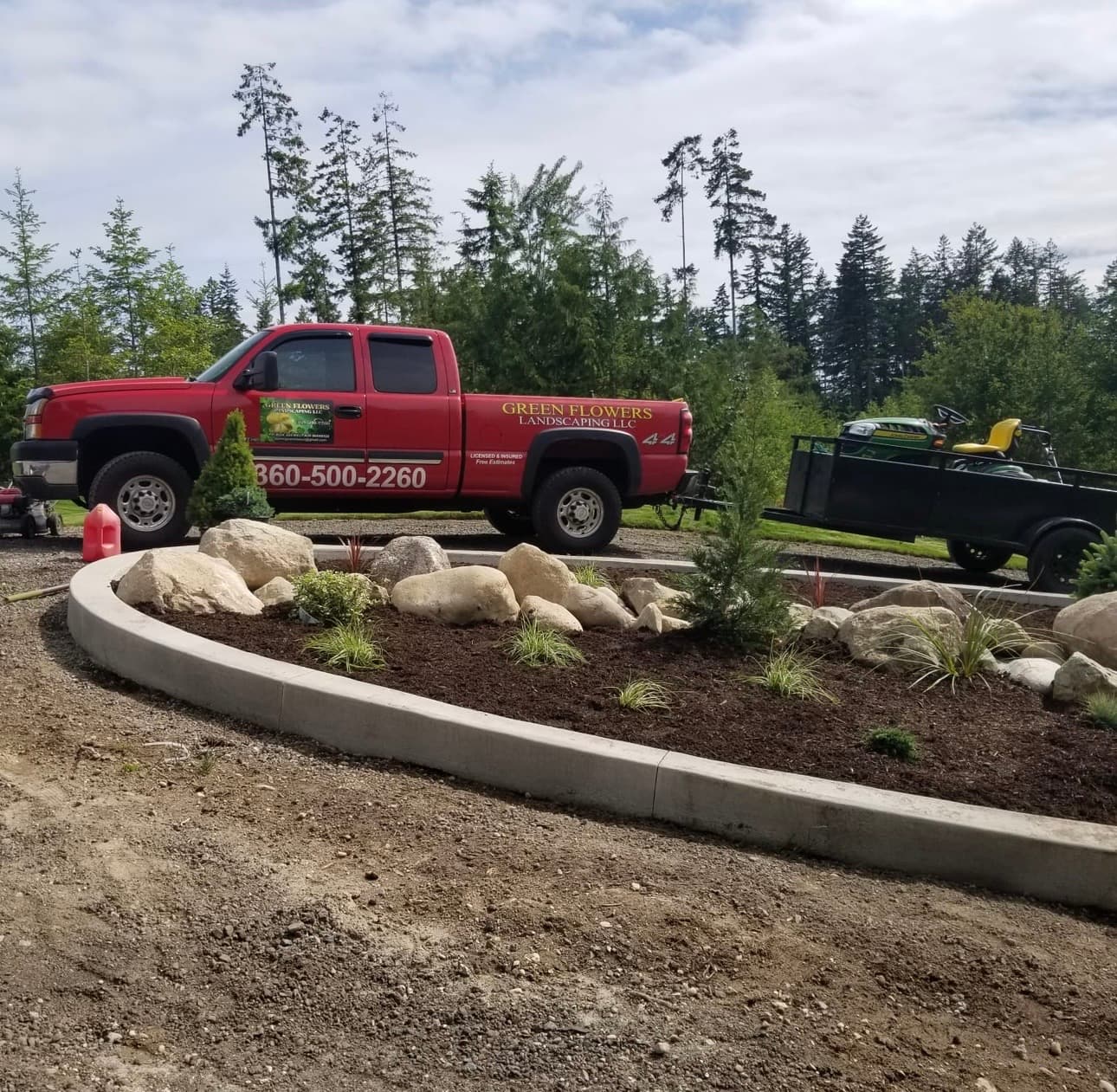 Photo: landscaping crew working on a commercial property